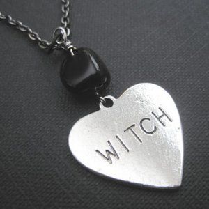 Gothic Witch Heart Onyx Handmade Necklace